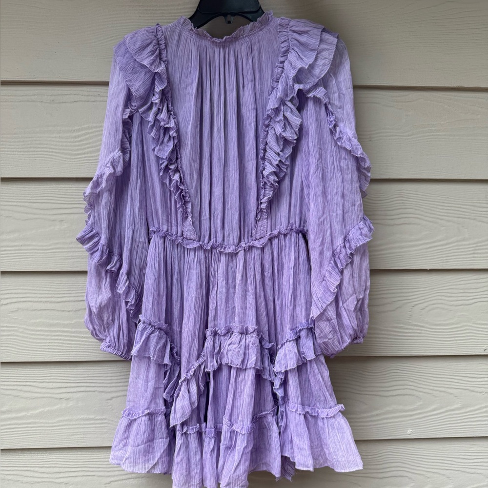 Ulla Johnson Lilac Aberdeen Ruffled Mini Dress - Picture 9 of 12